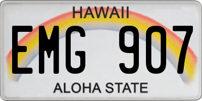 HI license plate EMG907