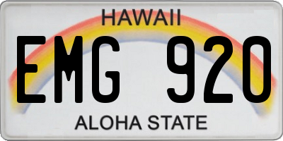 HI license plate EMG920