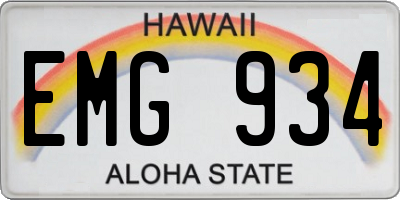 HI license plate EMG934