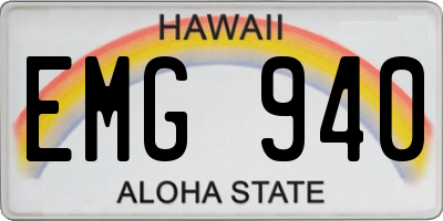 HI license plate EMG940