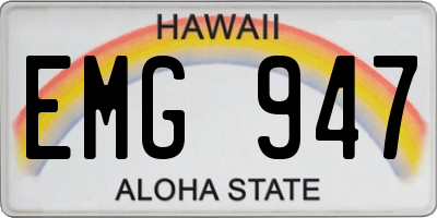 HI license plate EMG947