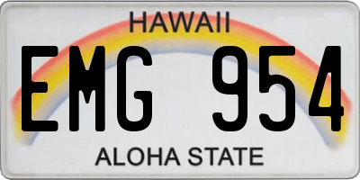 HI license plate EMG954