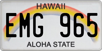 HI license plate EMG965