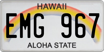 HI license plate EMG967