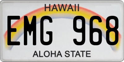 HI license plate EMG968