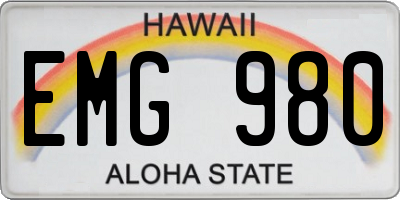 HI license plate EMG980