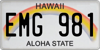 HI license plate EMG981