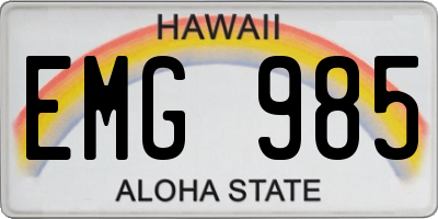 HI license plate EMG985