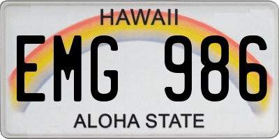 HI license plate EMG986