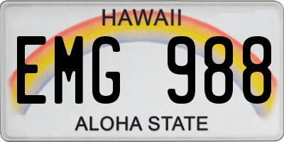 HI license plate EMG988