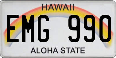 HI license plate EMG990