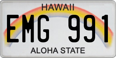 HI license plate EMG991