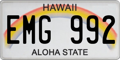 HI license plate EMG992