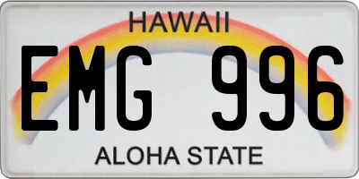 HI license plate EMG996