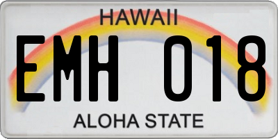 HI license plate EMH018
