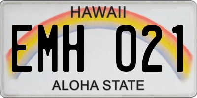 HI license plate EMH021