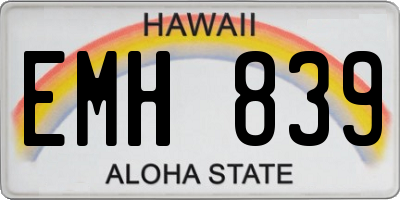 HI license plate EMH839