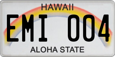 HI license plate EMI004