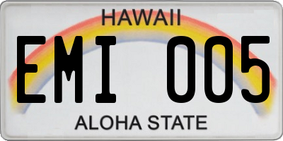 HI license plate EMI005