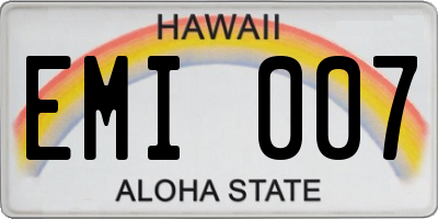 HI license plate EMI007