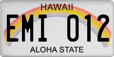 HI license plate EMI012