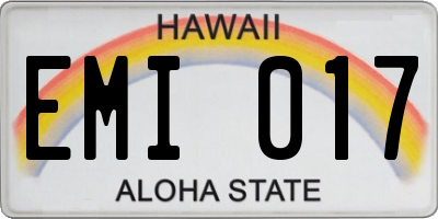 HI license plate EMI017