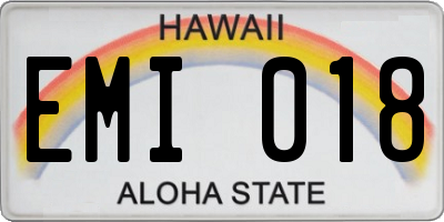 HI license plate EMI018