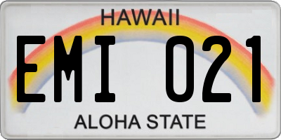 HI license plate EMI021