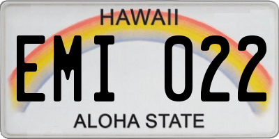 HI license plate EMI022