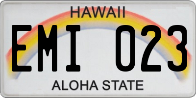 HI license plate EMI023