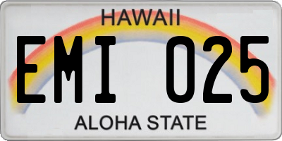 HI license plate EMI025