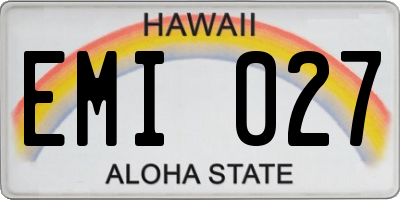 HI license plate EMI027