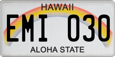 HI license plate EMI030