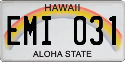 HI license plate EMI031