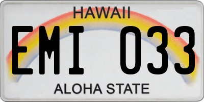 HI license plate EMI033