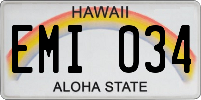 HI license plate EMI034