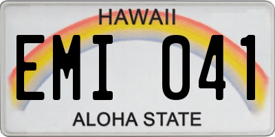 HI license plate EMI041