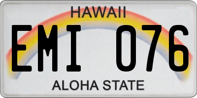 HI license plate EMI076