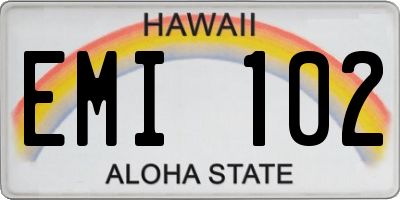 HI license plate EMI102