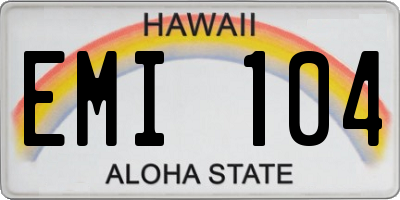 HI license plate EMI104