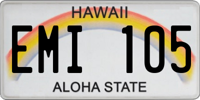 HI license plate EMI105