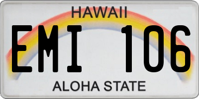 HI license plate EMI106