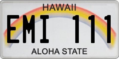 HI license plate EMI111