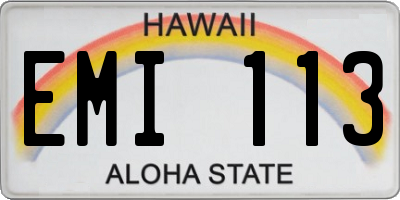 HI license plate EMI113