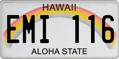 HI license plate EMI116