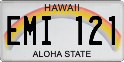 HI license plate EMI121