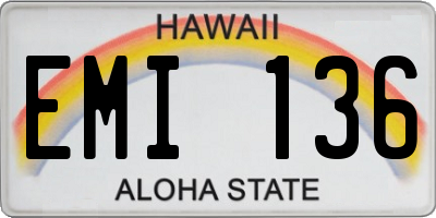 HI license plate EMI136