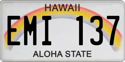 HI license plate EMI137