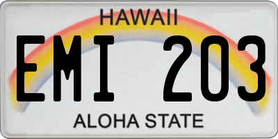 HI license plate EMI203