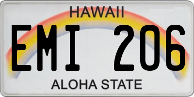 HI license plate EMI206
